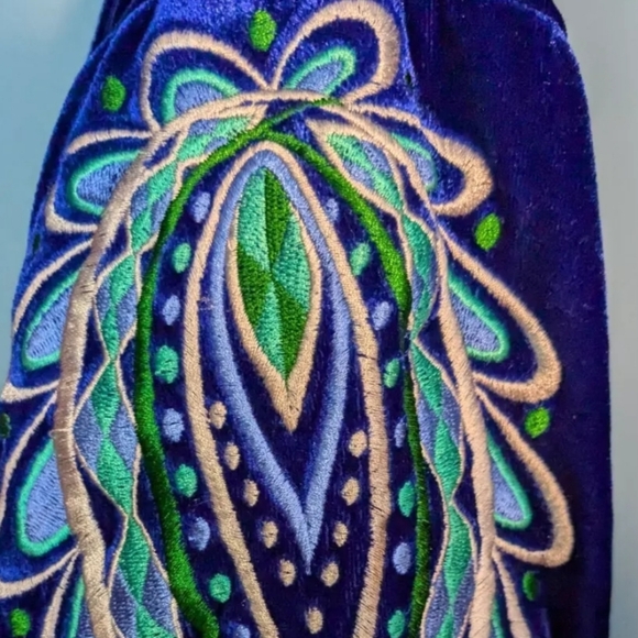 Vintage Bob Mackie Wearable Art MD Blue Embroidered Velvet Full Zip Jacket #W21 - Picture 8 of 14